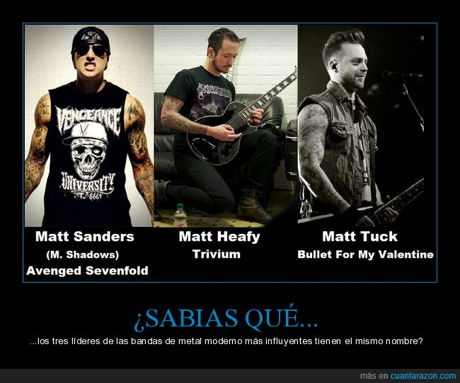 Matt Sanders,M. Shadows,Avenged Sevenfold,Matt Heafy,Trivium,Matt Tuck,Bullet For My Valentine,Metal,Matt