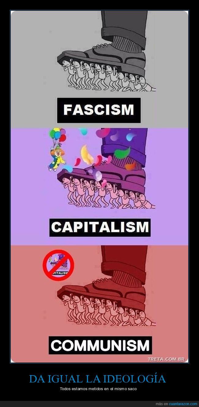 Racismo,facismo,capitalismo,comunismo,ideologías,saco,indiferencia,igualdad,mundo