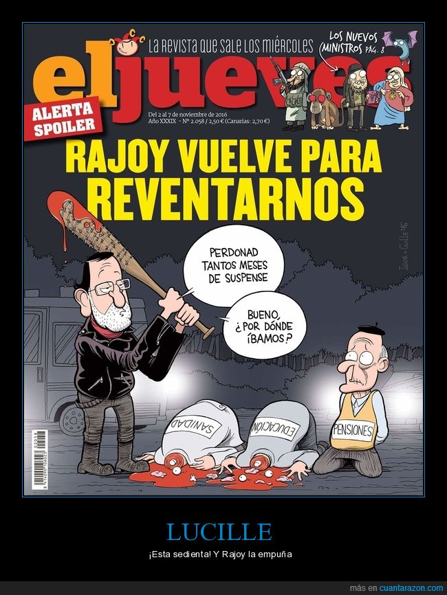 Lucille,bate,sediento,educación,sanidad,pensiones,spoiler,Rajoy,Mariano