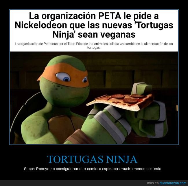 tortugas ninja,veganas,peta