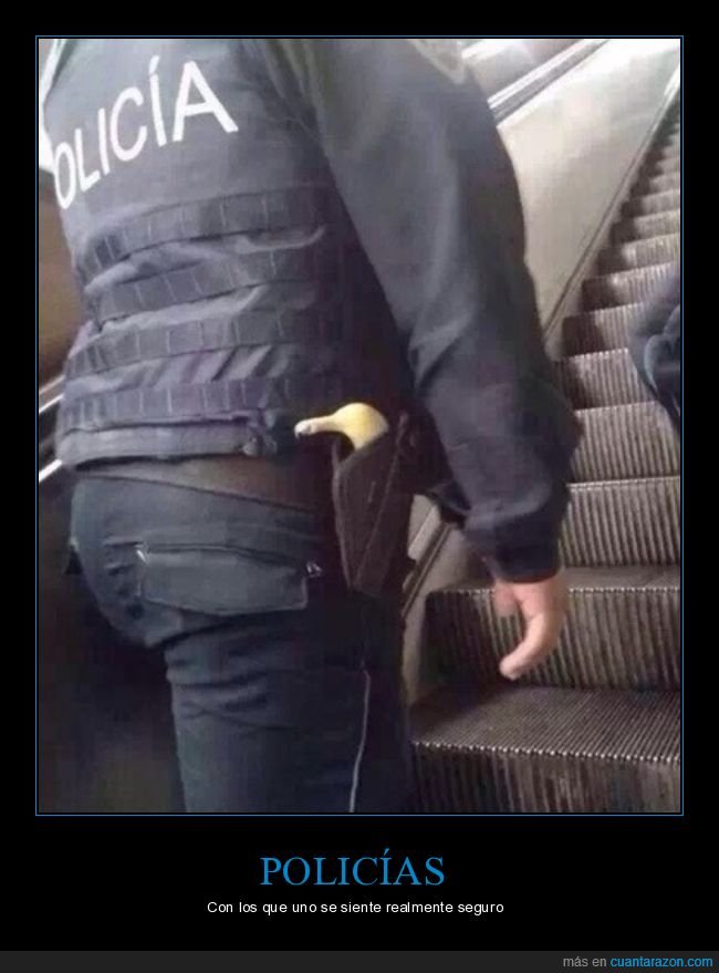 policía,plátano,pistola,wtf