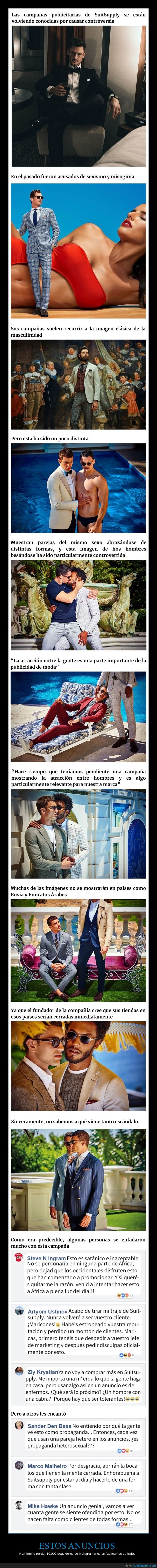 Estos anuncios con parejas del mismo sexo han hecho perder seguidores de Instagram a estos fabricantes de trajes Estos anuncios con parejas del mismo sexo han hecho perder seguidores de Instagram a estos fabricantes de trajes