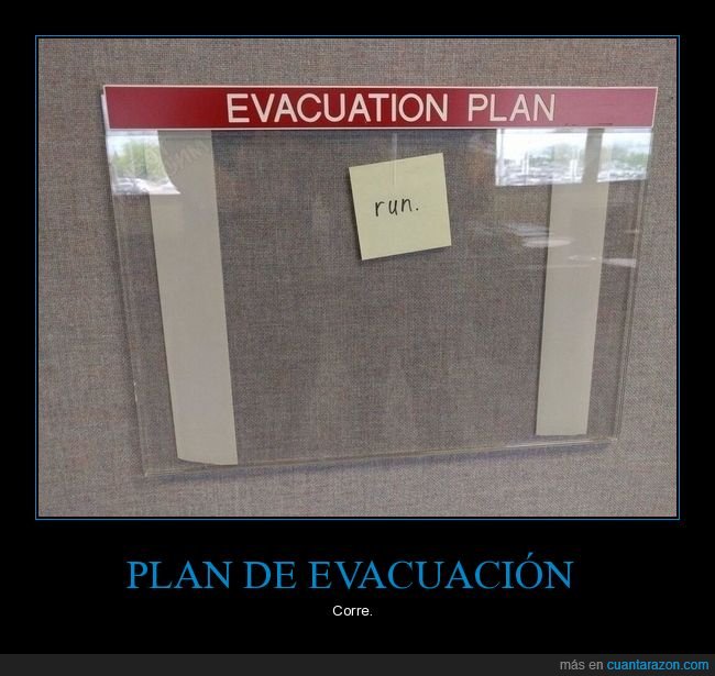 plan de evacuación,correr,post it