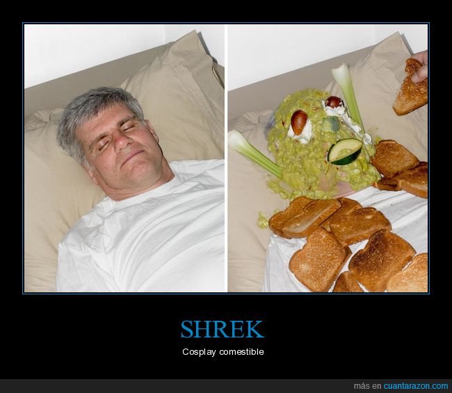 durmiendo,cosplay,shrek,comida