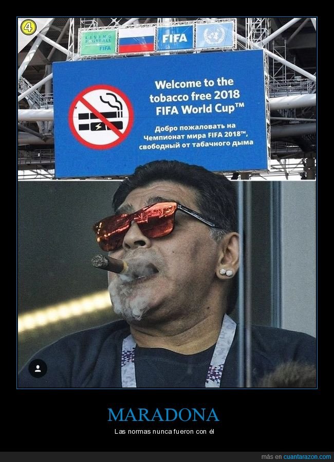 maradona,fumando,cartel,prohibición