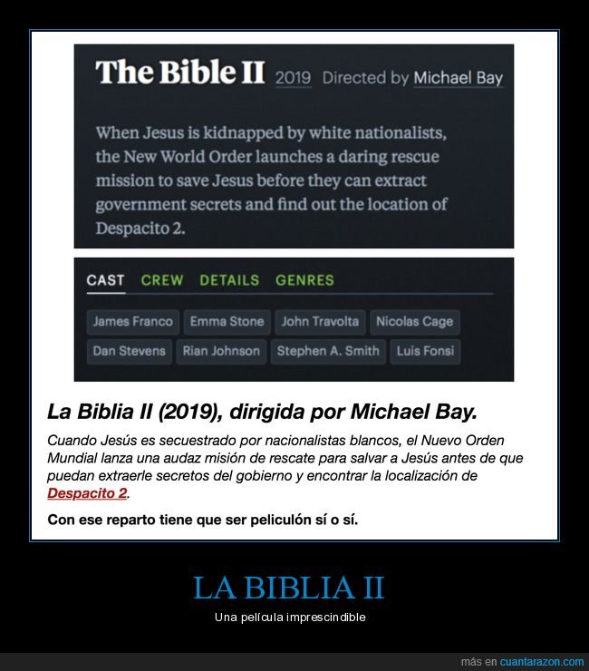 la biblia ii,película,absurdo
