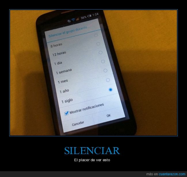 1 siglo,móvil,silenciar,whatsapp