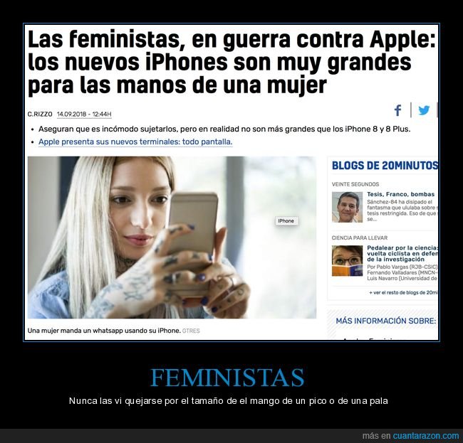feministas,apple,tamaño,manos