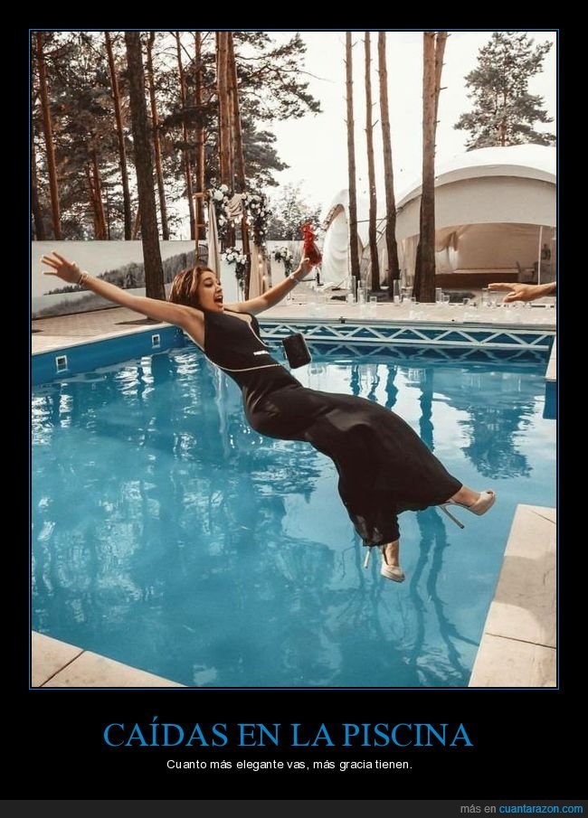 caída,piscina,momento exacto