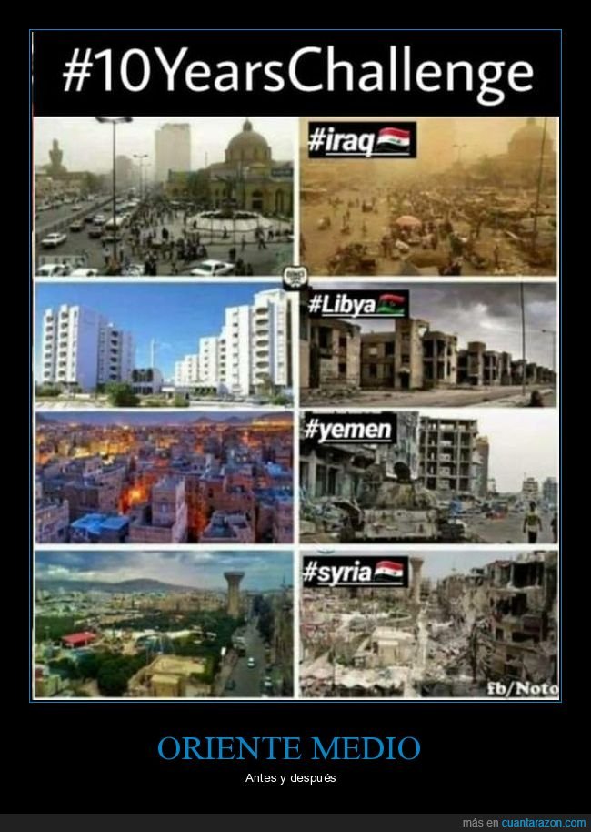 10 years challenge,10 años,irak,libia,yemen,siria,guerra,antes,después