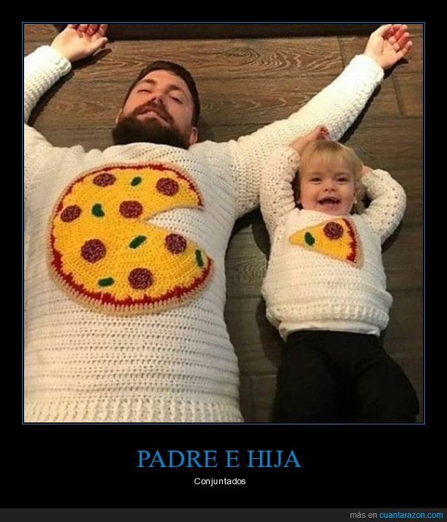 padre,hija,jerseys,pizza