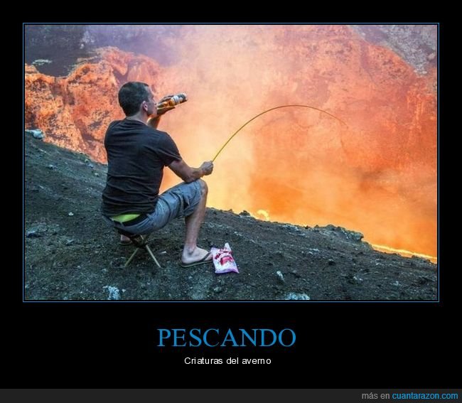 pescando,lava,volcán