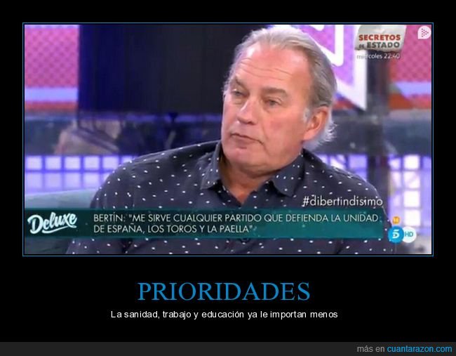 bertín osborne,prioridades,toros,paella