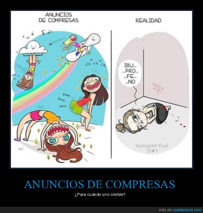 compresas,anuncios,regla,expectativas,realidad