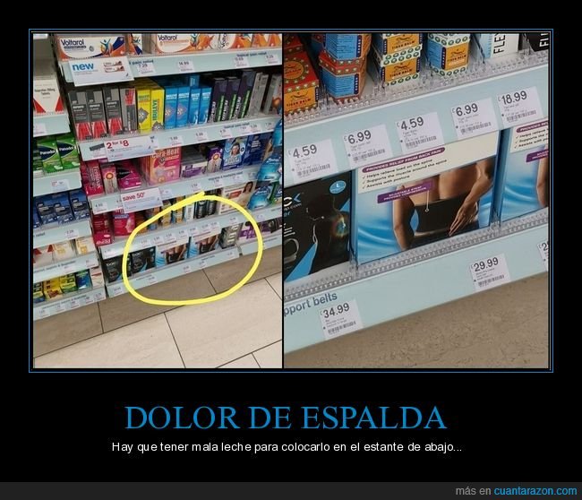 supermercado,estante,dolor de espalda,agacharse