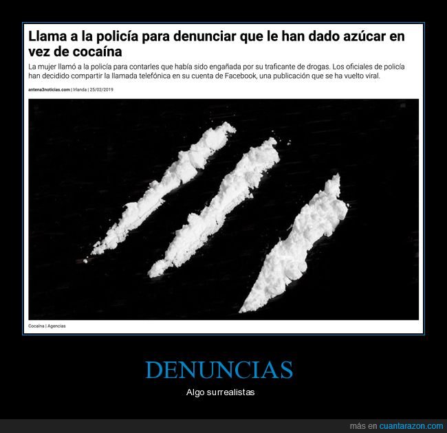 policía,denunciar,drogas,azúcar