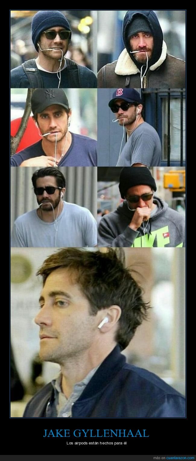jake gyllenhaal,auriculares,cables,airpods