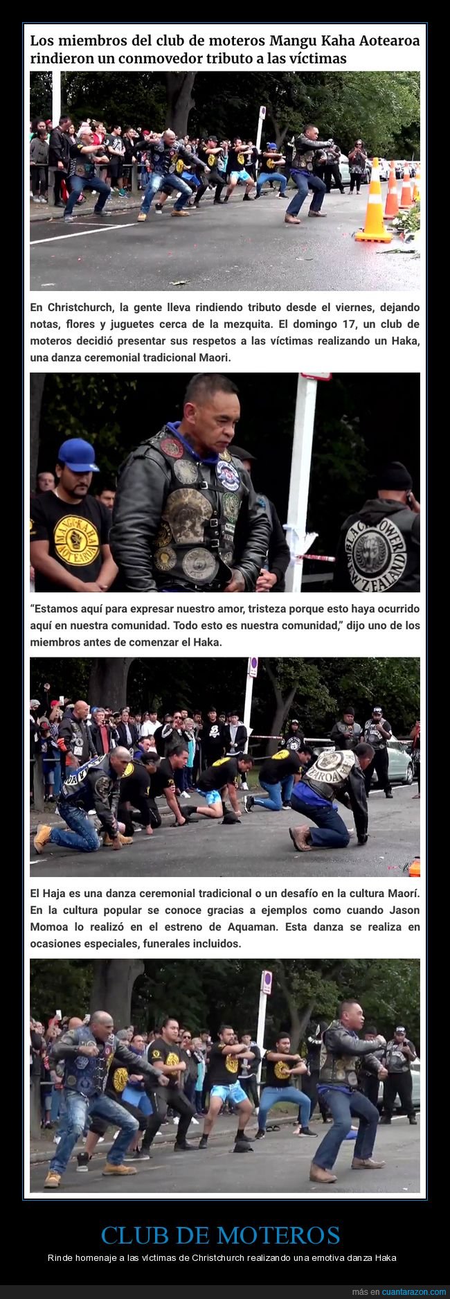 moteros,homenaje,víctimas,christchurch,danza haka