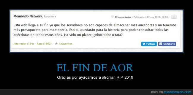 ahorrador o rata,aor,fin,muerte,gracias por tanto