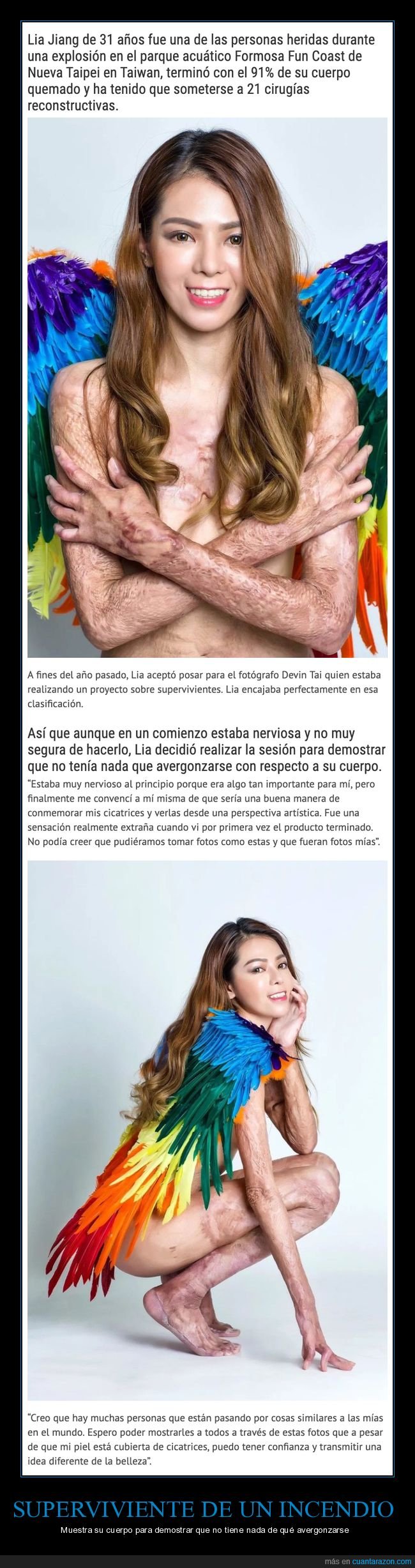 superviviente,incendio,quemaduras,lia jiang