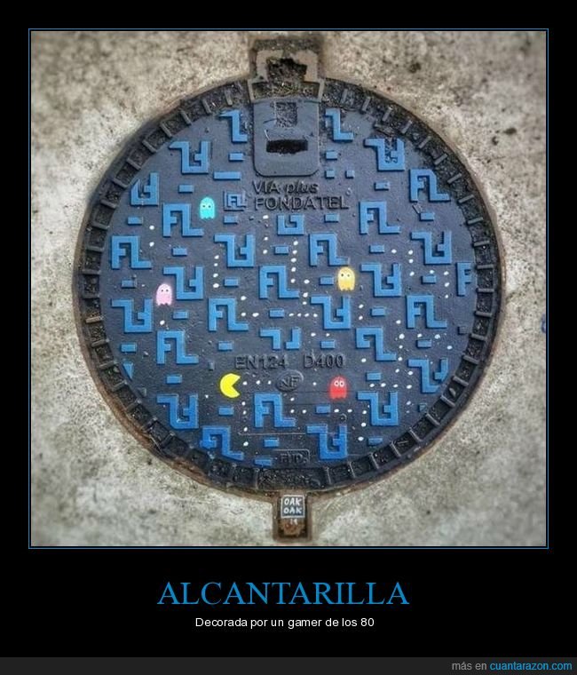 alcantarilla,decorada,pac man