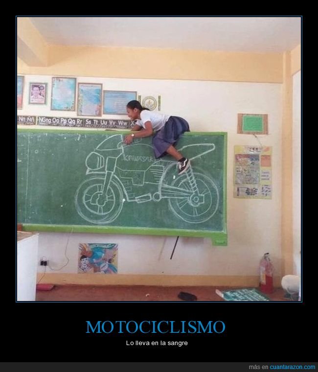 moto,pizarra,dibujada,clase