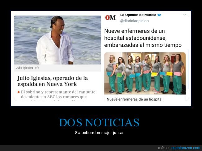 dos noticias,julio iglesias,operado,espalda,enfermeras,embarazadas