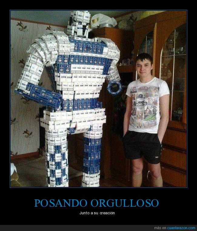 cajas de tabaco,escultura,robot