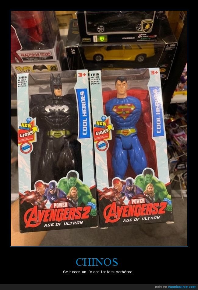 superman,batman,los vengadores,muñecos,fails