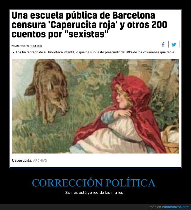 caperucita roja,retirar,cuentos,sexistas