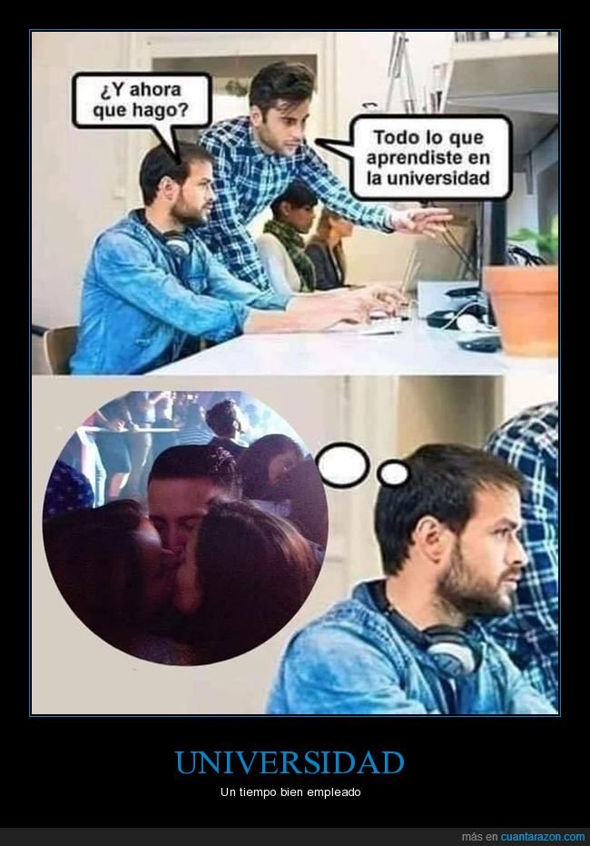 trabajo,hacer,aprendido,universidad,fiesta