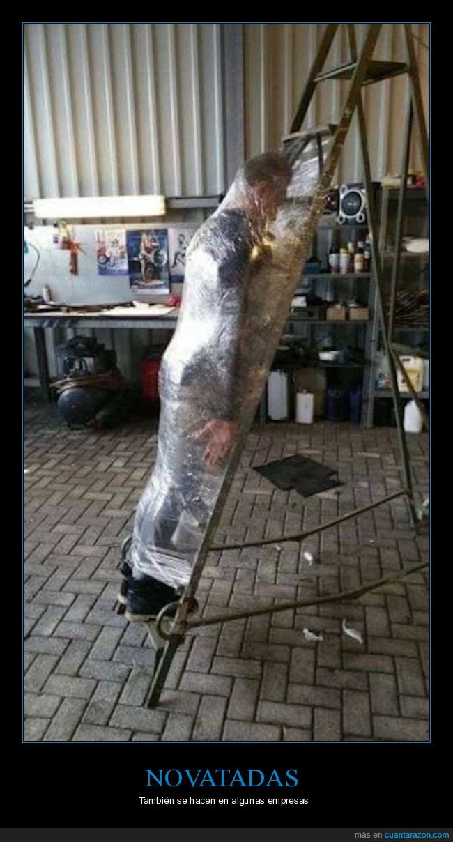 escalera,envuelto,novatada