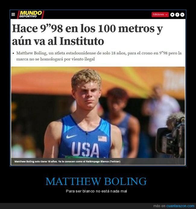 record,blanco,atletismo,velocidad,matthew boling