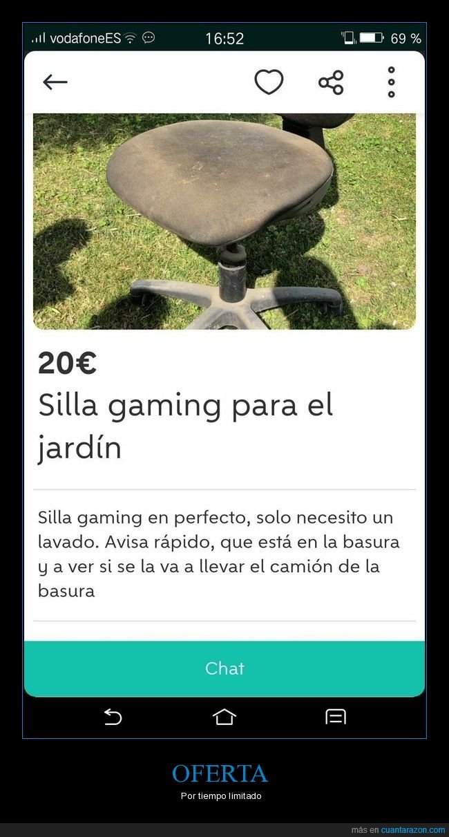 silla,gaming,basura,wallapop,anuncio