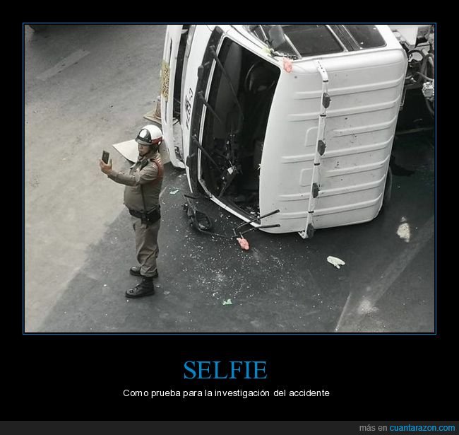 camión,volcado,policía,accidente,selfie