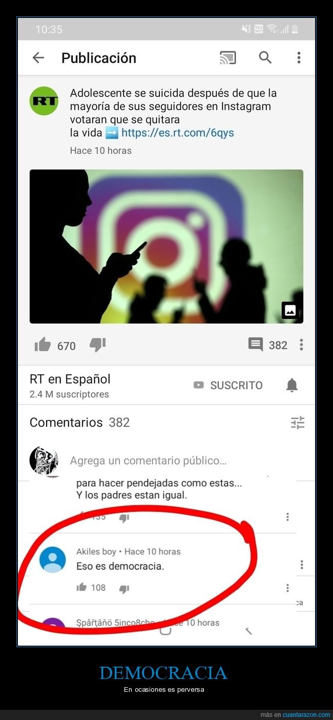 suicidio,seguidores,instagram,votar,comentario,democracia