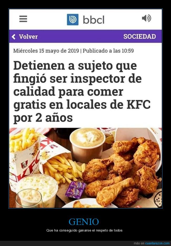 fingir,inspector de calidad,comer,gratis,kentucky,kfc