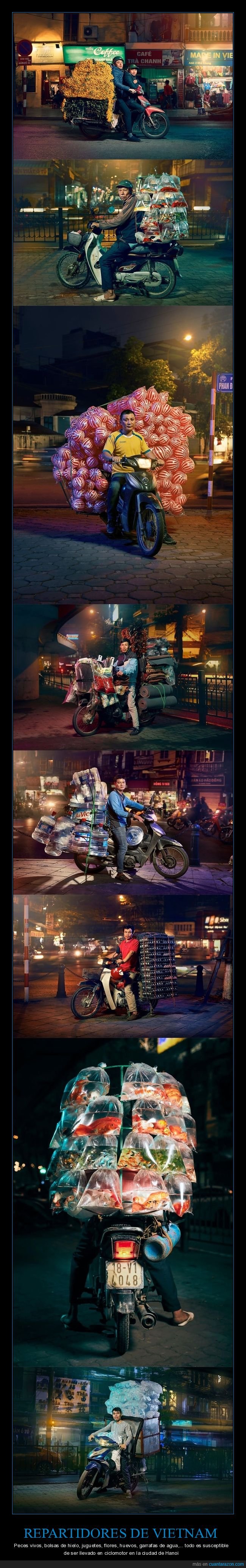 repartidores,motos,vietnam