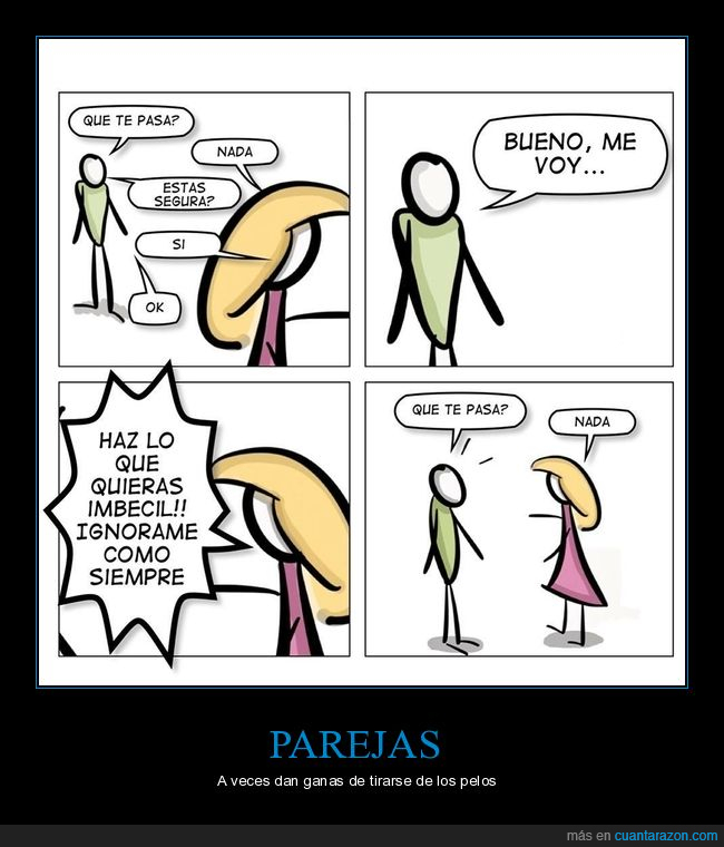 pareja,qué te pasa,nada,ignorar