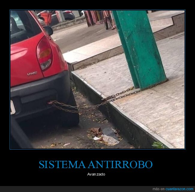 coche,atado,cadena,antirrobo