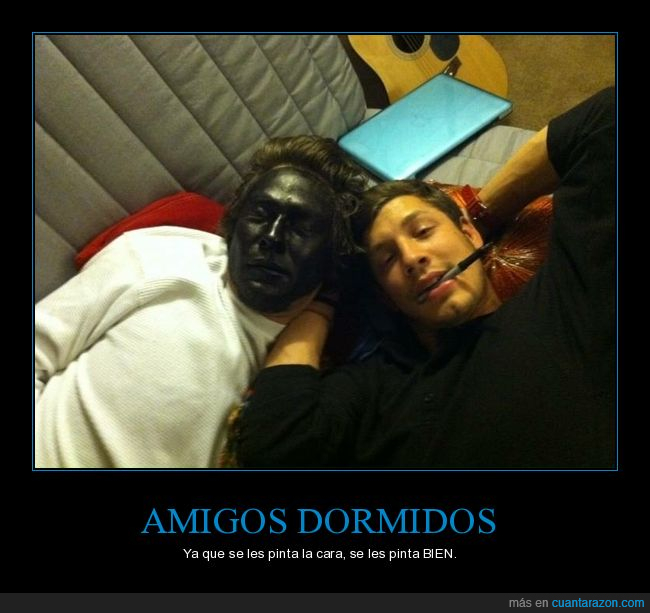 amigo,durmiendo,pintar,cara