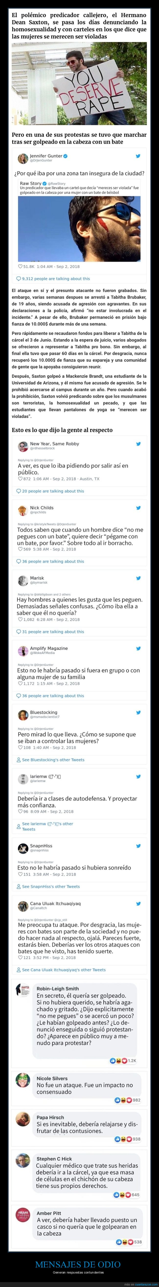 predicador,mensajes de odio,bate