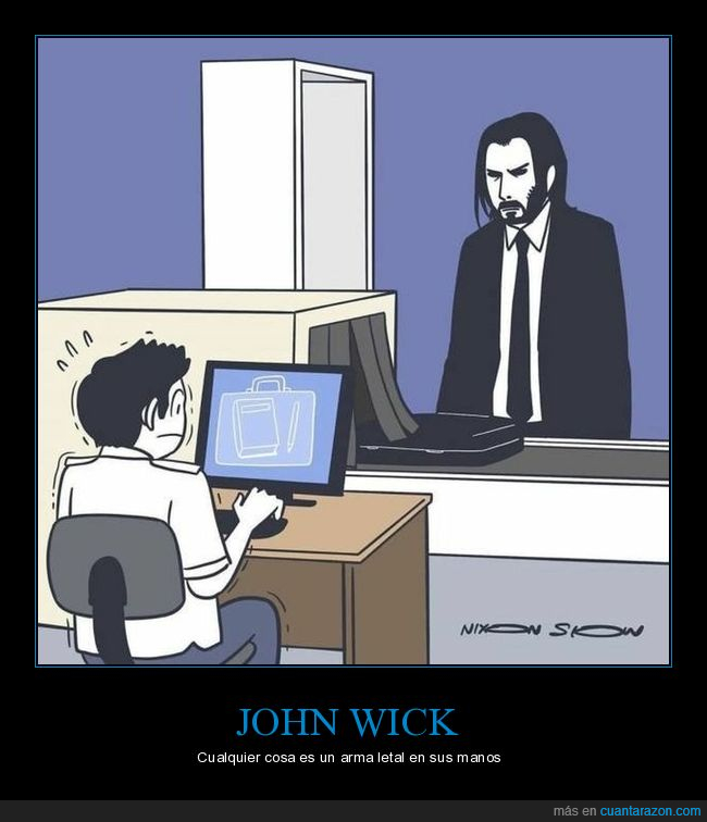 john wick,aeropuerto,rayos x,libro,lápiz