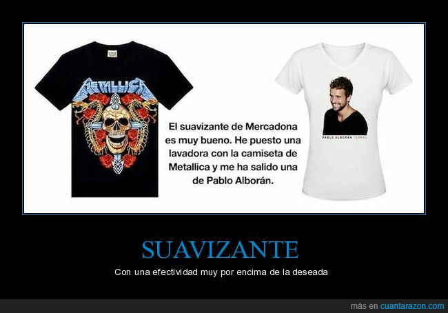 suavizante,camiseta,metallica,pablo alborán