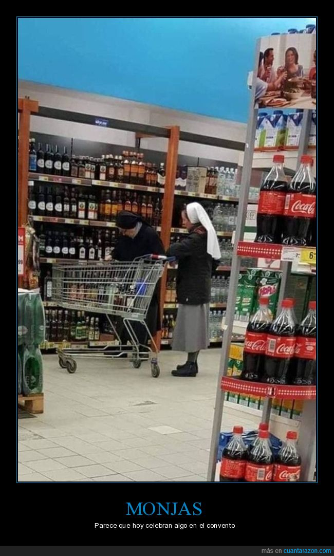 monjas,supermercado,comprando,alcohol