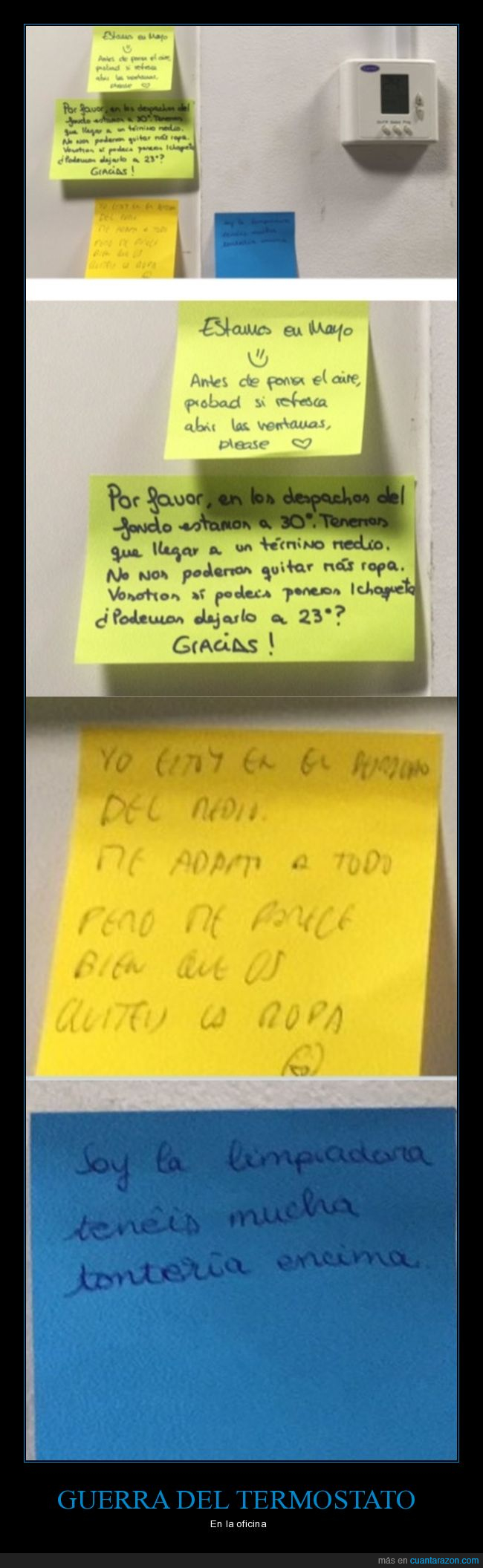 post it,termostato,oficina,temperatura