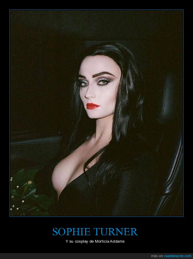 sophie turner,cosplay,morticia addams