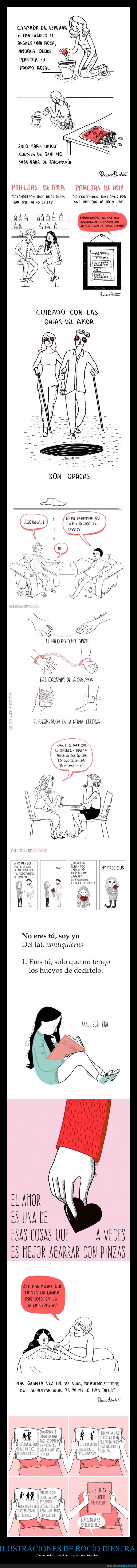 ilustraciones,viñetas,rocío diestra,amor