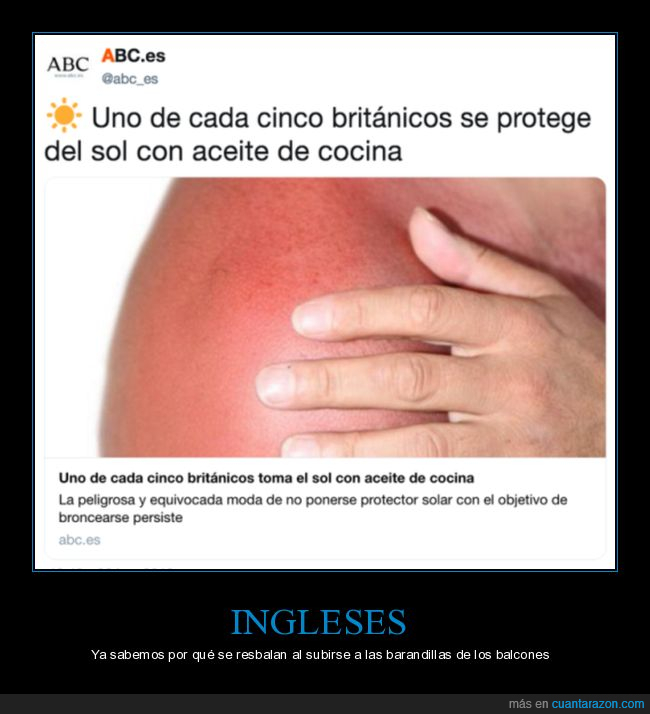 ingleses,protector solar,aceite de cocina