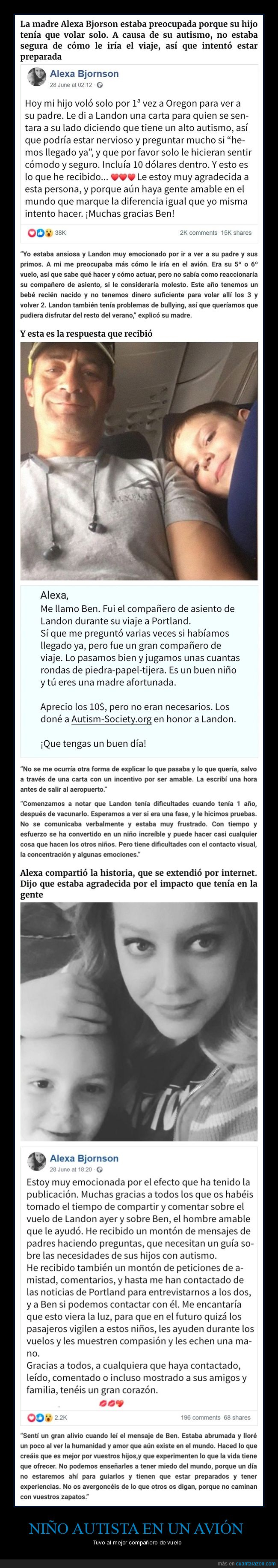 niño,autista,avión,compañero